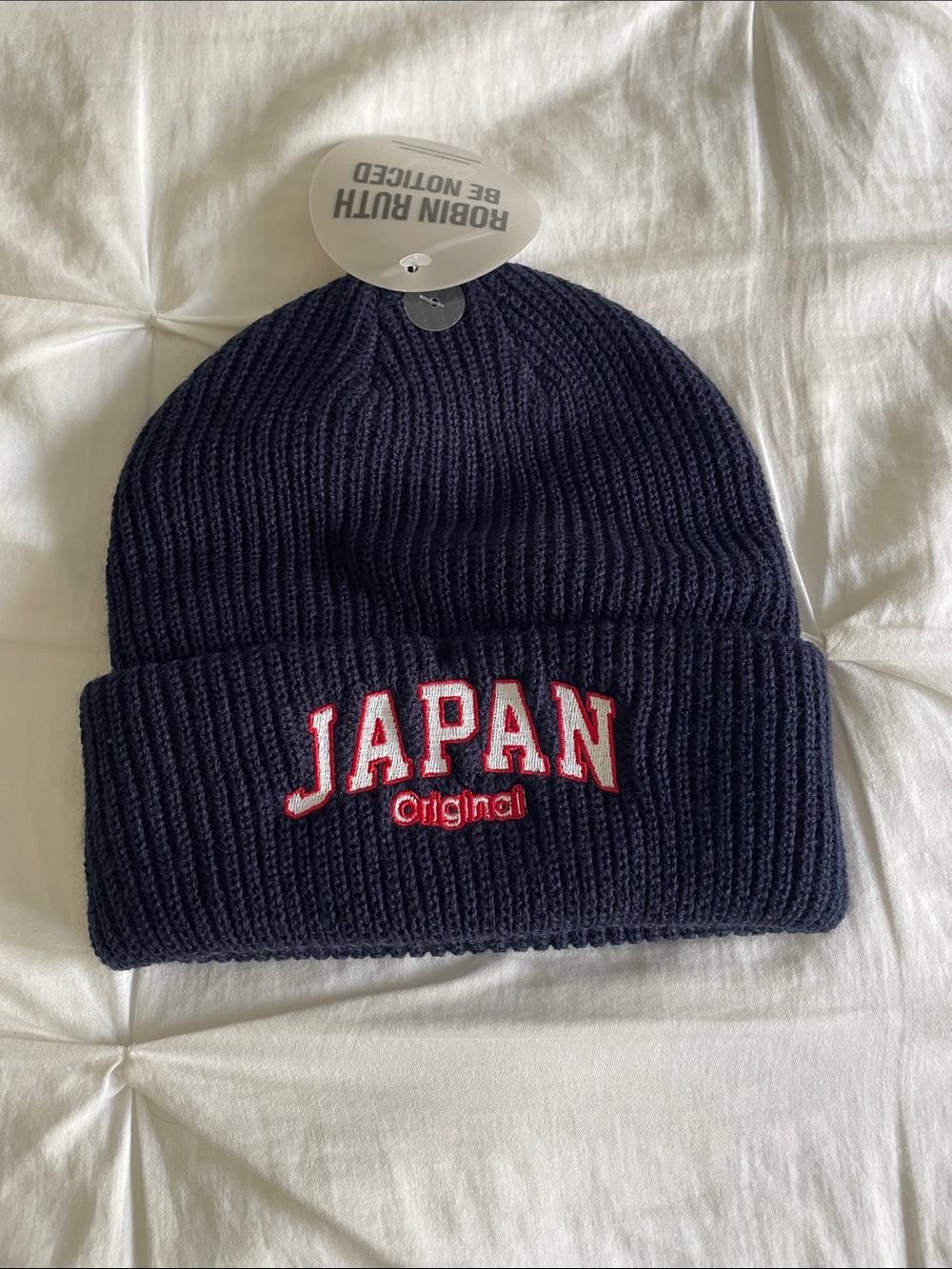 Robin Ruth Navy Ribbed Knit Beanie